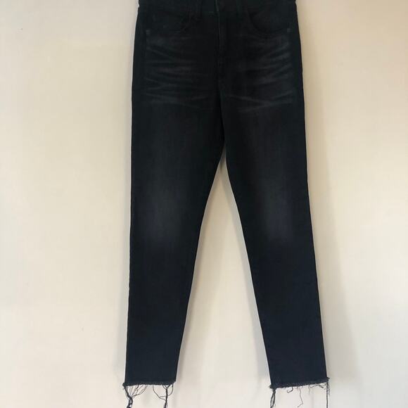 Nili Lotan Denim - Nili Lotan Womens High Waisted Skinny Cropped Raw Hem Jeans Black Size 27